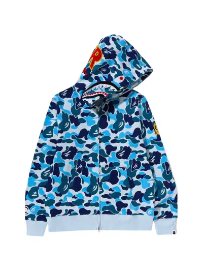 A Bathing Ape Abc Camo Shark Zip-up Hoodie In Blue