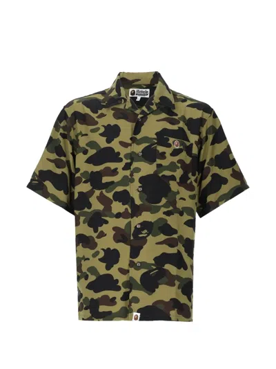 A Bathing Ape Abc Camo-print Short-sleeve Shirt In Green