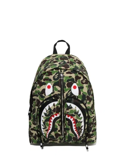 A Bathing Ape Abc Camouflage-print Shark Backpack In Green
