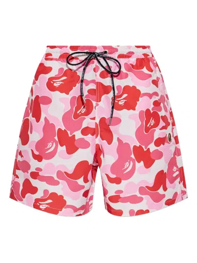 A Bathing Ape Abstract-print Shorts In Pink