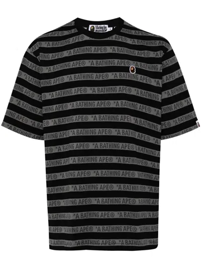A Bathing Ape All-over Logo-print Cotton T-shirt In Black