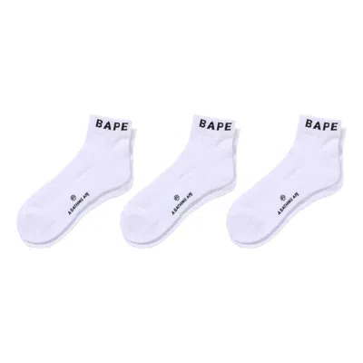 A Bathing Ape Ankle Socks (set Of 3) 'white'