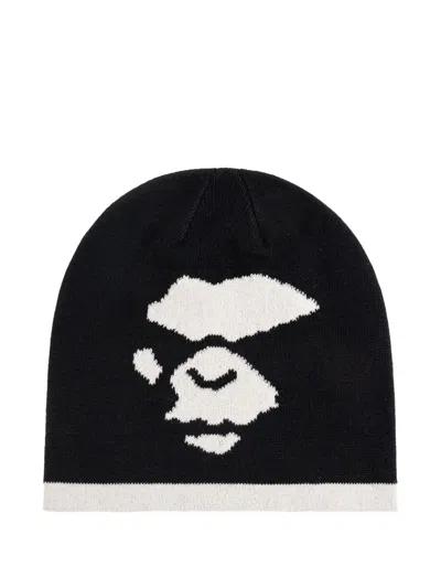 A Bathing Ape Ape-head Beanie Hat In Black