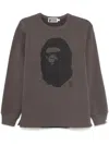 A Bathing Ape Ape Head Brushed-cotton Sweatshirt In Grey