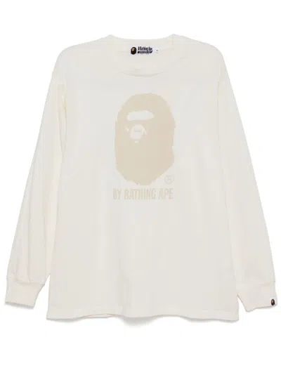 A Bathing Ape Ape Head Brushed Cotton Tee In Nude