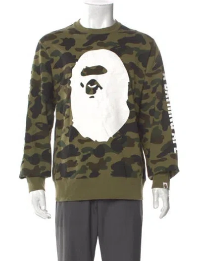 Pre-owned A Bathing Ape Ape Head Camo Camouflage Print Sweatshirt In Green