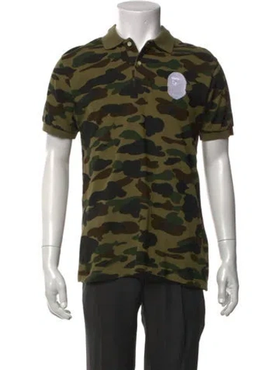 Pre-owned A Bathing Ape Ape Head Camouflage Print Polo Shirt In Green