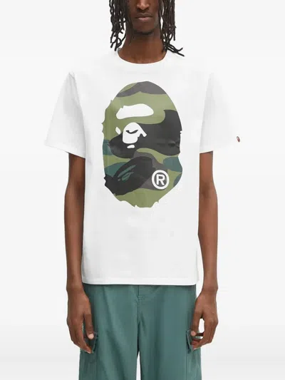 A Bathing Ape Ape Head Camouflage-print T-shirt In White