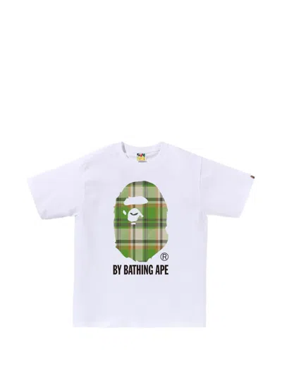 A Bathing Ape Ape Head Check-print T-shirt In White