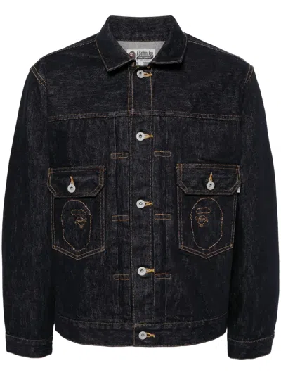 A Bathing Ape Ape Head Denim Jacket In 蓝色
