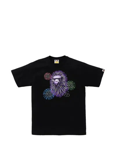A Bathing Ape Ape Head Firework T-shirt In Black