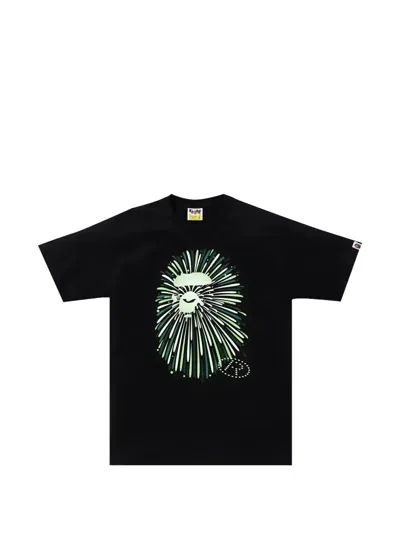 A Bathing Ape Ape Head Firework T-shirt In Black