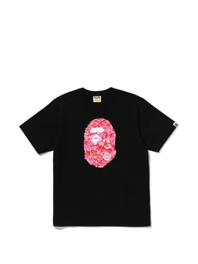 A Bathing Ape Ape Head Floral-print T-shirt In Black