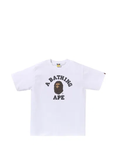 A Bathing Ape Ape Head Glitter-effect T-shirt In White