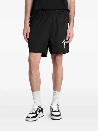 A Bathing Ape Ape Head Logo-print Track Shorts In Black