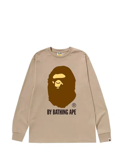 A Bathing Ape Ape Head Long-sleeve T-shirt In Neutral