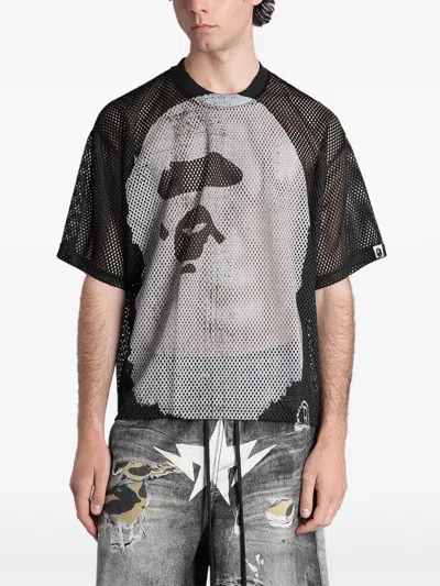 A Bathing Ape Ape Head Mesh T-shirt In Gray