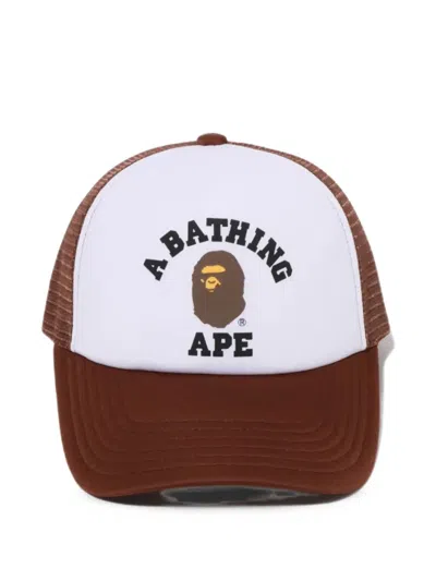 A Bathing Ape Ape Head Mesh-panel Trucker Cap In Brown