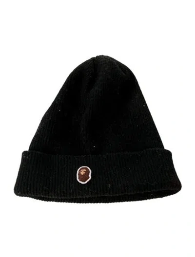 Pre-owned A Bathing Ape Ape Head One Point Knit Cap In Black