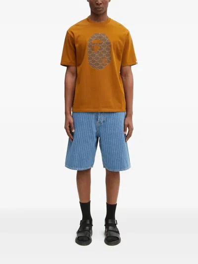 A Bathing Ape Ape Head-pattern T-shirt In Orange