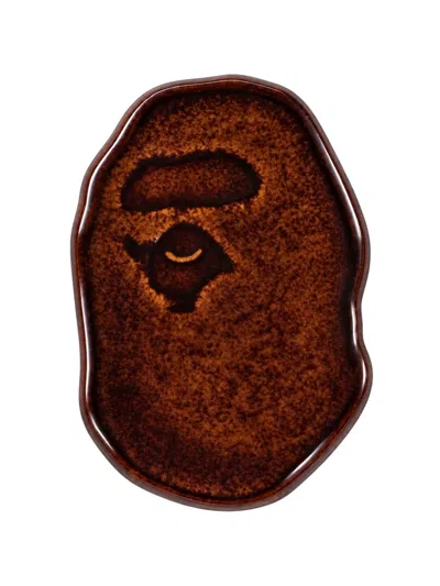 A Bathing Ape Ape Head Porcelain Plate In Brown
