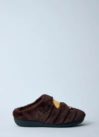 A Bathing Ape Ape Head Puffer Slides In Brown