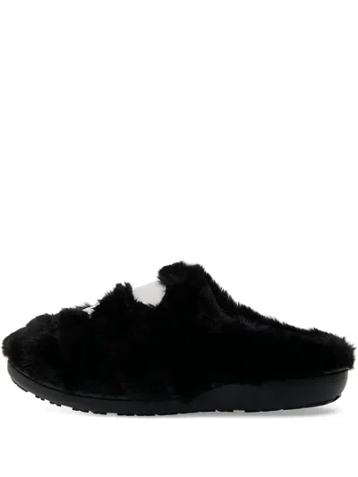 A Bathing Ape Ape Head Quilted Fur Slippers In Black