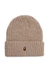 A Bathing Ape Ape Head Ribbed-knit Beanie In Neutral