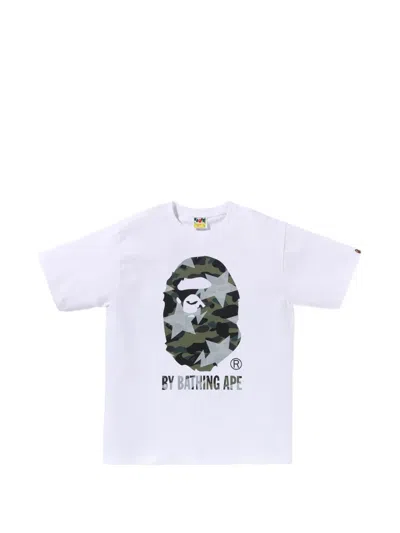 A Bathing Ape Ape Head Sta-print T-shirt In White
