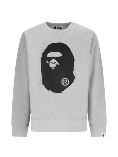 A Bathing Ape Ape Head Sweater In Gray