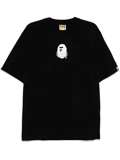 A Bathing Ape T-shirt Mit Affenkopf In Schwarz