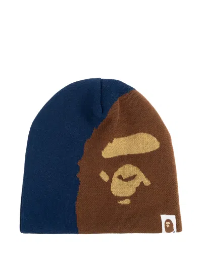 A Bathing Ape Ape Head-detail Beanie Hat In Brown