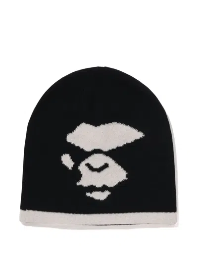 A Bathing Ape Ape-motif Beanie Hat In Black