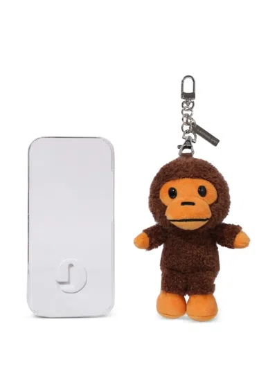 A Bathing Ape Ape Plush Keyring In Brown