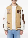 A Bathing Ape Appliqué-detail Varsity Jacket In Brown