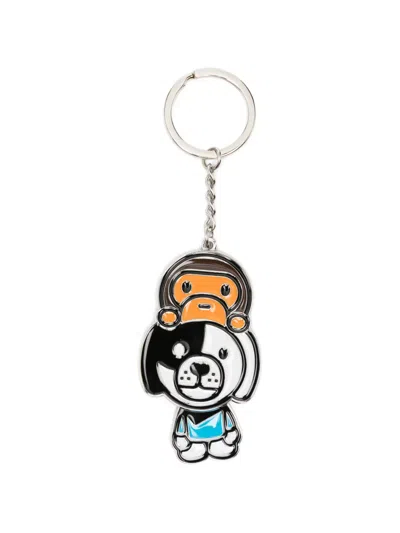 A Bathing Ape Baby Milo And Dog-motif Keyring In Multi