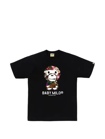 A Bathing Ape Baby Milo Camo-print T-shirt In Black
