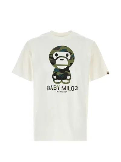 A Bathing Ape Baby Milo Camo-print T-shirt In White