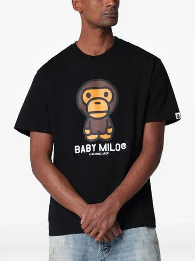 A Bathing Ape Baby Milo Printed T-shirt In Black