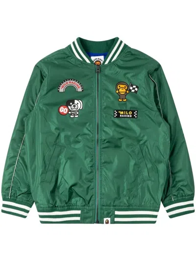 A Bathing Ape Kids' Baby Milo Bomber Jacket In Green