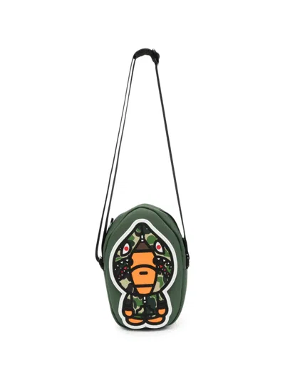 A Bathing Ape Baby Milo Shark Messenger Bag In Green