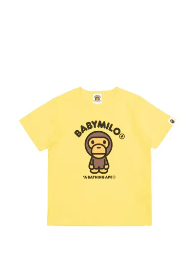 A Bathing Ape Kids' Babymilo Graphic T-shirt In Yellow
