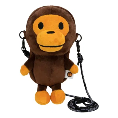 A Bathing Ape Bape Baby Milo Mobile Bag 'brown' In Animal Print