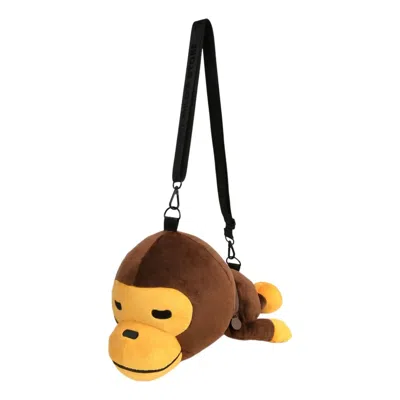A Bathing Ape Bape Baby Milo Plush Crossbody Bag 'brown' In Purple