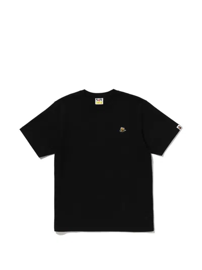A Bathing Ape Bape Bee Logo-embroidered Cotton T-shirt In Black