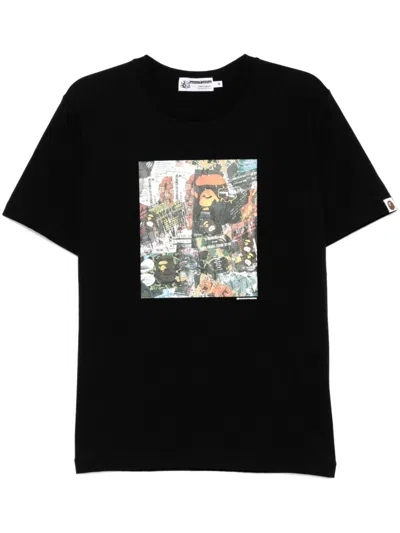 A Bathing Ape Bape Flyer-printed T-shirt In Black