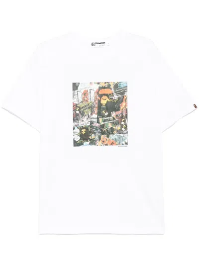 A Bathing Ape Bape Flyer-printed T-shirt In White