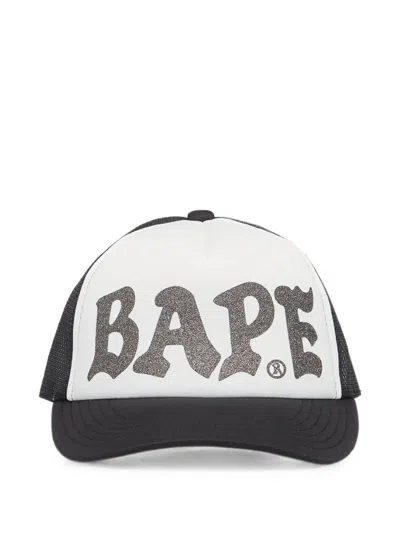 A Bathing Ape Bape Glitter-print Mesh Cap In White