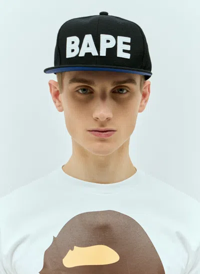 A Bathing Ape Logo-appliqué Flat-peak Cap In Schwarz