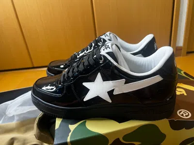 Pre-owned A Bathing Ape Bape Sta 2024 Patent Leather All Black Bathing Ape Us 9 27cm Fast Ship In Hand